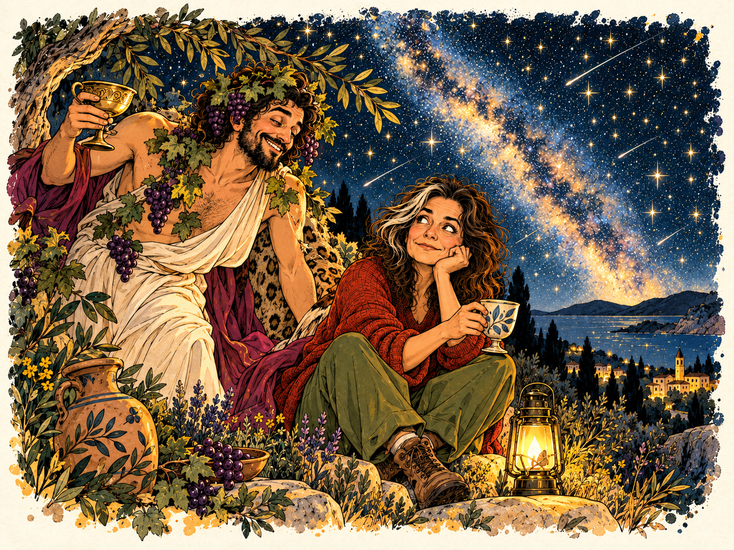 Urraca y Dionisio bajo las estrellas
